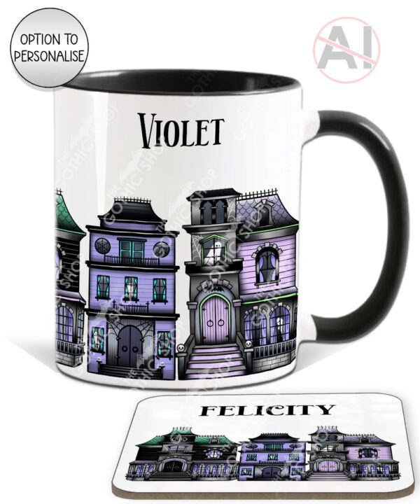 haunted houses gothic halloween mug and/or coaster optional to personalise