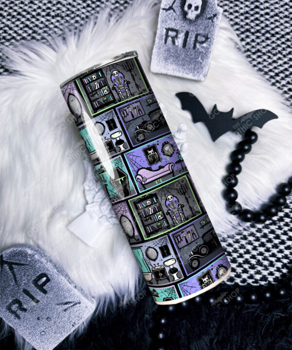 haunted manor gothic house halloween straight tumbler option to personalise