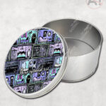haunted manor gothic house halloween storage tin option to personalise
