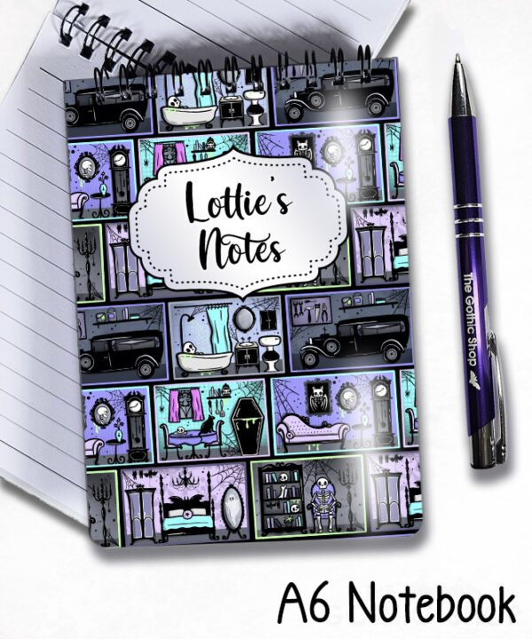 haunted manor gothic house halloween notebook journal option to personalise