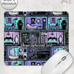 haunted manor gothic house halloween mouse mat option to personalise