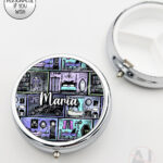 haunted manor gothic house halloween round pill box option to personalise