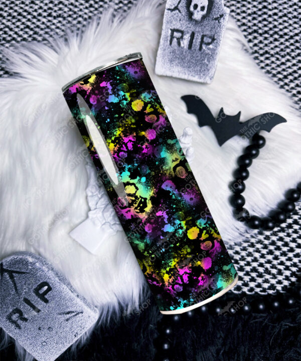 neon skulls gothic 20oz insulated tumbler
