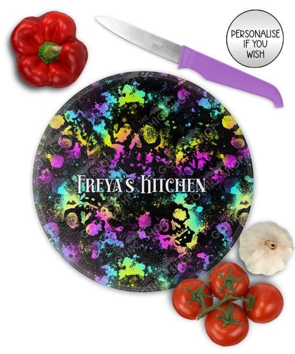 20582 neon skulls gothic chopping board 1