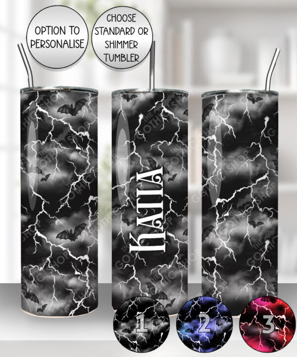 bats & stormy skies gothic straight tumbler option to personalise
