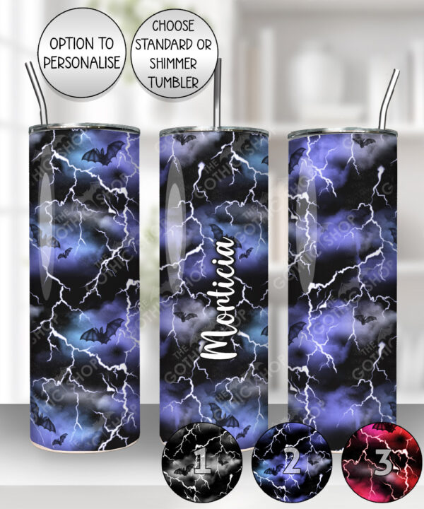 bats & stormy skies gothic straight tumbler option to personalise