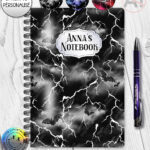bats & stormy skies gothic notebook journal option to personalise