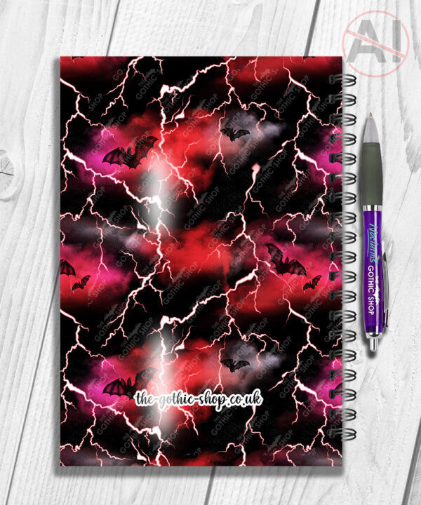 bats & stormy skies gothic notebook journal option to personalise