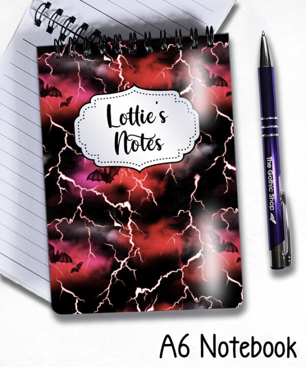 bats & stormy skies gothic notebook journal option to personalise