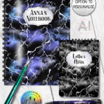 bats & stormy skies gothic notebook journal option to personalise
