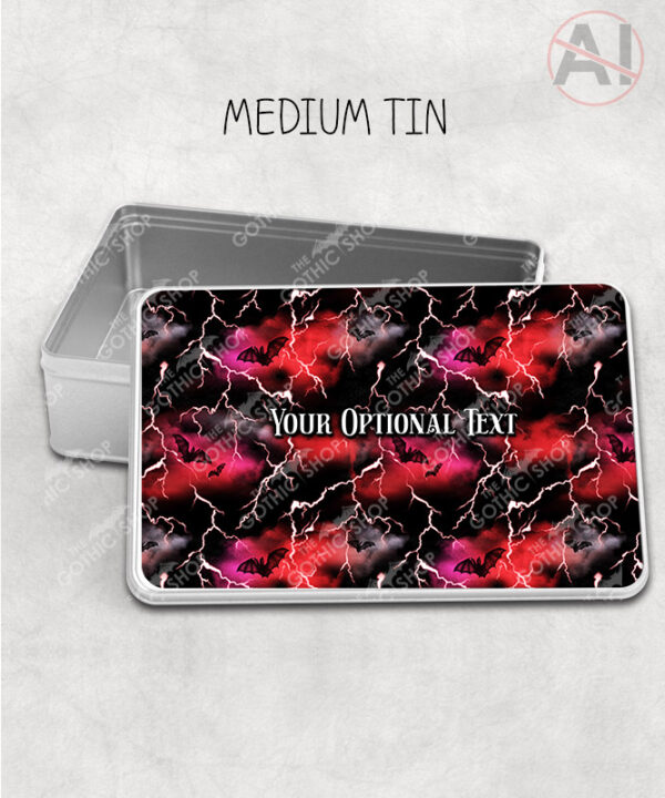 bats & stormy skies gothic storage tin option to personalise