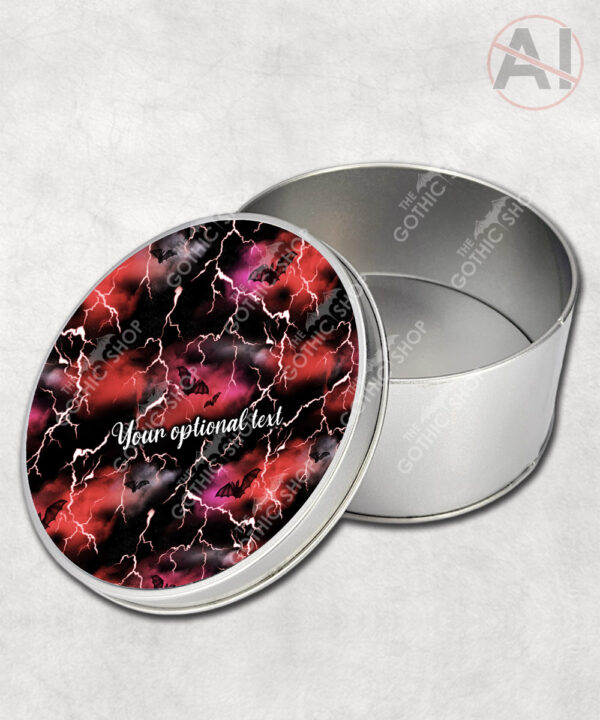 bats & stormy skies gothic storage tin option to personalise