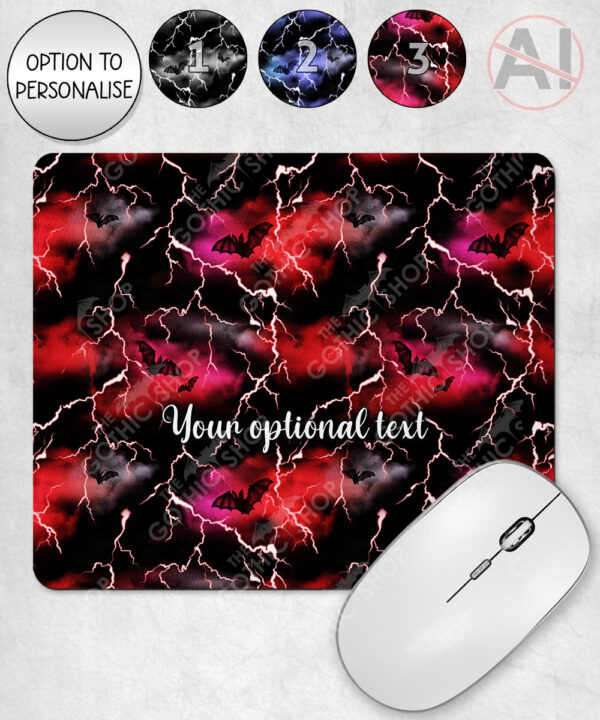 bats & stormy skies gothic mouse mat option to personalise