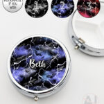 bats & stormy skies gothic round pill box option to personalise