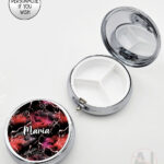 bats & stormy skies gothic round pill box option to personalise