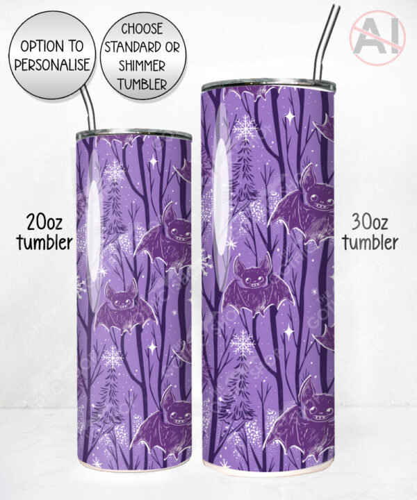 winter bats purple gothic halloween straight tumbler option to personalise