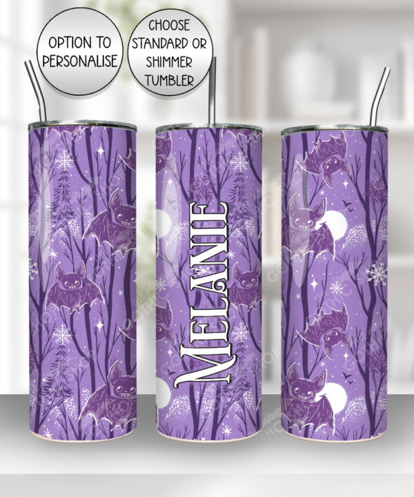 winter bats purple gothic halloween straight tumbler option to personalise