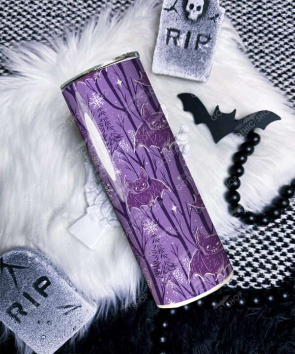 winter bats purple gothic halloween straight tumbler option to personalise