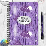 winter bats purple gothic halloween notebook journal option to personalise
