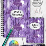 winter bats purple gothic halloween notebook journal option to personalise