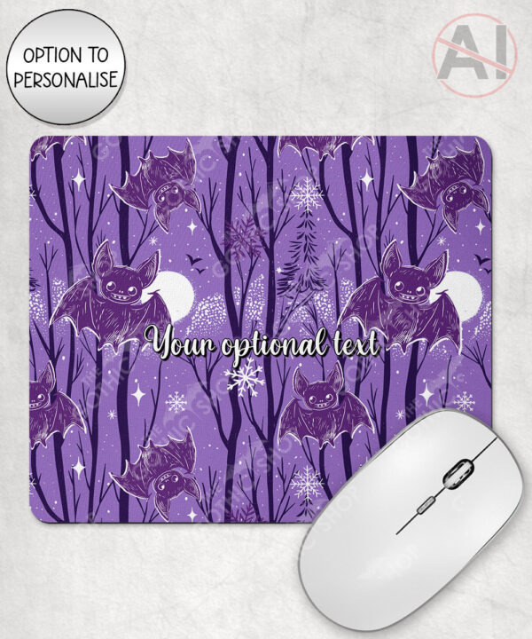 winter bats purple gothic halloween mouse mat option to personalise