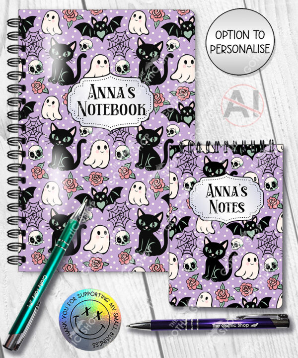 20608 cats bats purple gothic notepad 3