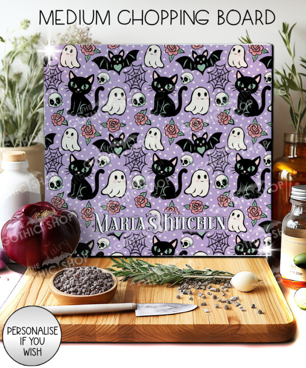 20611 cats bats purple gothic chopping board 2