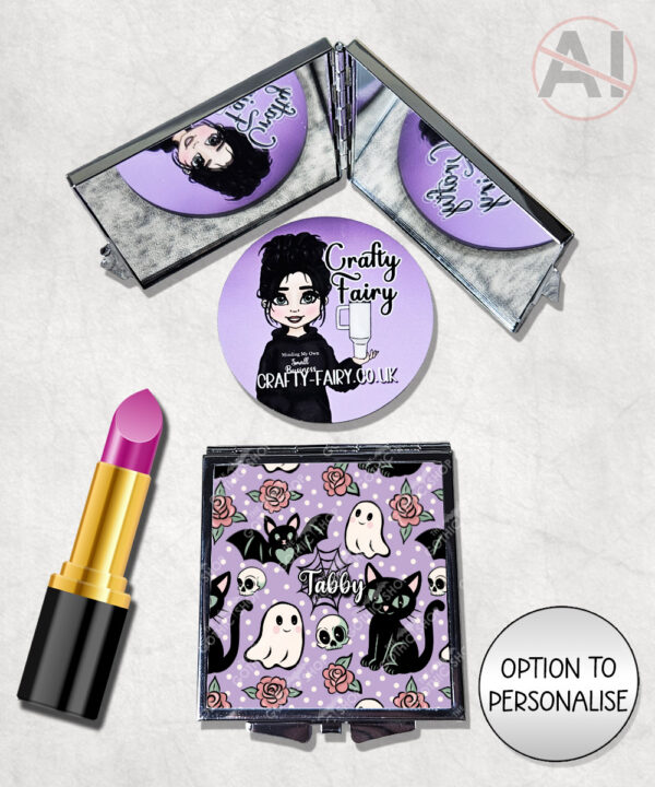 20612 cats bats purple gothic compact mirror 1