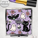 20612 cats bats purple gothic compact mirror 2