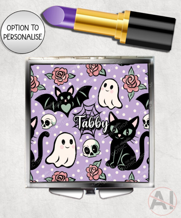 20612 cats bats purple gothic compact mirror 2