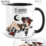 20624 goth lady personalised mug coaster