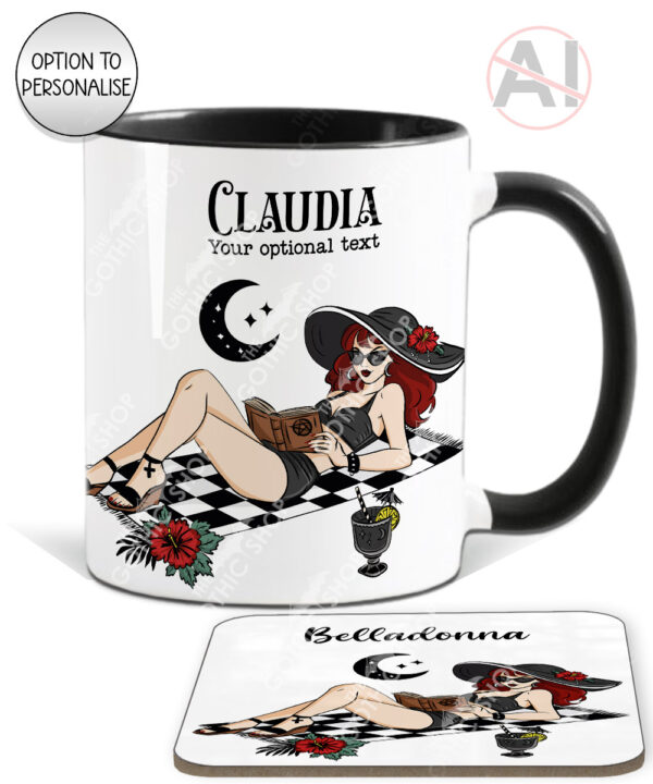20624 goth lady personalised mug coaster