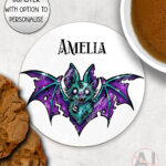 purple teal zombie bat gothic mug and/or coaster optional to personalise