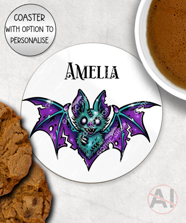 purple teal zombie bat gothic mug and/or coaster optional to personalise
