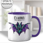 purple teal zombie bat gothic mug and/or coaster optional to personalise