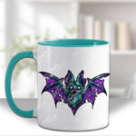 purple teal zombie bat gothic mug and/or coaster optional to personalise