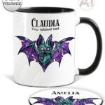 purple teal zombie bat gothic mug and/or coaster optional to personalise