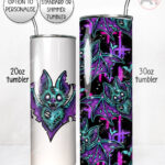purple teal zombie bat gothic straight tumbler option to personalise