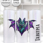 purple teal zombie bat gothic straight tumbler option to personalise