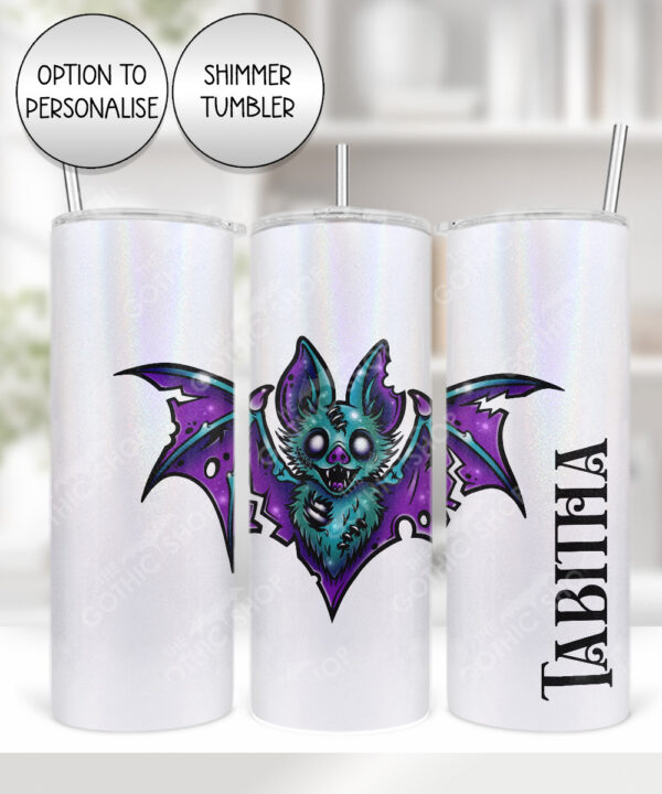 purple teal zombie bat gothic straight tumbler option to personalise