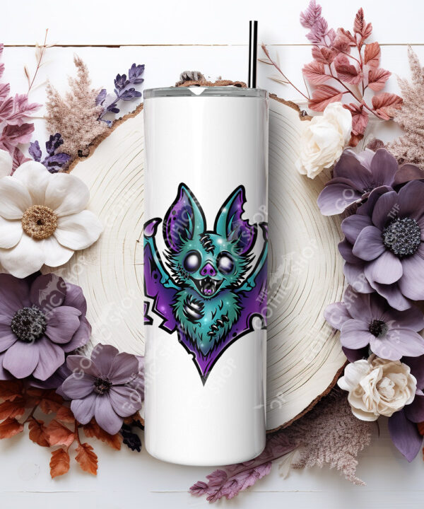 purple teal zombie bat gothic straight tumbler option to personalise