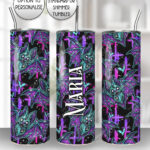 purple teal zombie bat gothic straight tumbler option to personalise