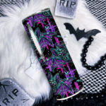 purple teal zombie bat gothic straight tumbler option to personalise