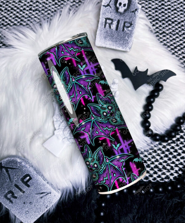 purple teal zombie bat gothic straight tumbler option to personalise