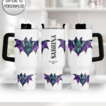 purple teal zombie bat gothic large 40oz tumbler with handle option to personalise