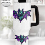 purple teal zombie bat gothic large 40oz tumbler with handle option to personalise
