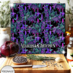 purple teal zombie bat gothic glass chopping board option to personalise