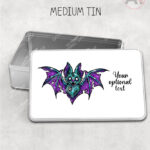 purple teal zombie bat gothic storage tin option to personalise
