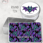 purple teal zombie bat gothic storage tin option to personalise