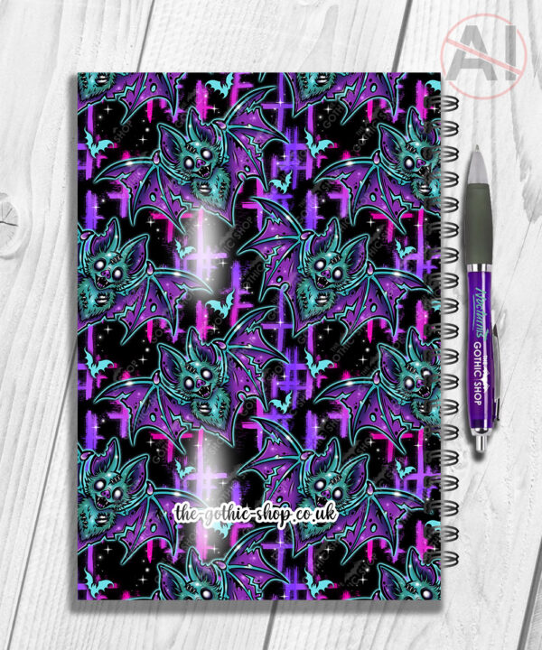 purple teal zombie bat gothic notebook journal option to personalise